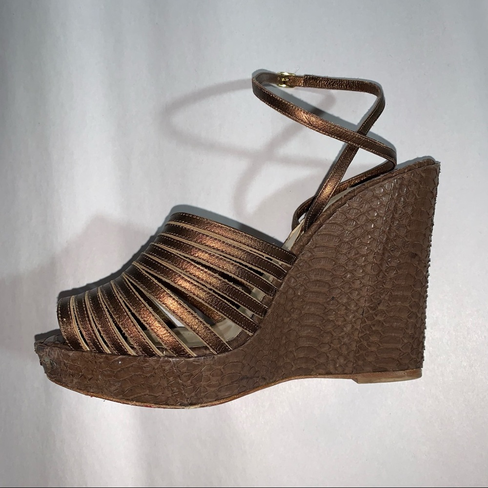 Christian Louboutin Size 37 Python Platform Wedge… - image 1